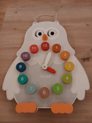 Reloj de Pared Infantil Janod Búho Madera