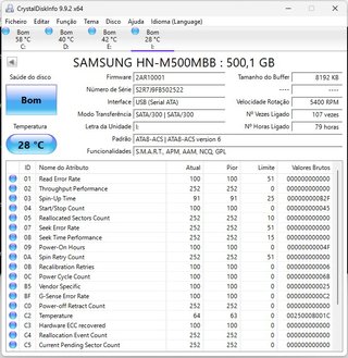 Disco Rígido Samsung 500GB SATA 2,5 HN-M500MBB