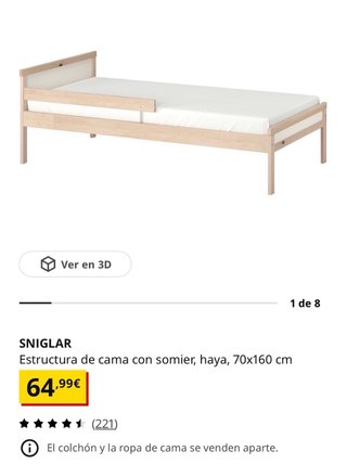 Cama SNIGLAR IKEA + colchón + somier