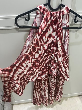 Vestido midi estampado rojo y blanco