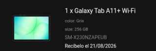Samsung Galaxy Tab A11+ Wi-Fi 256GB Gris