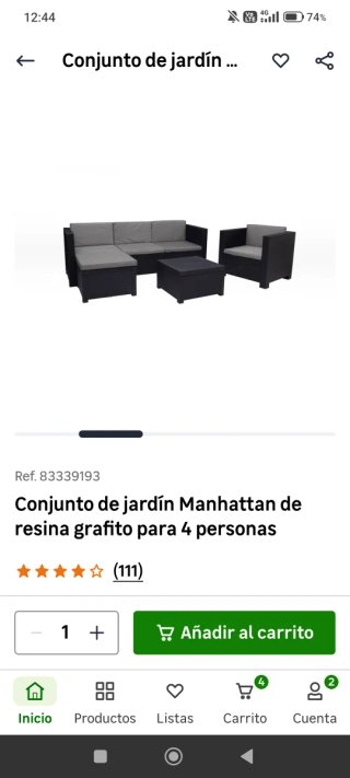 Conjunto de jardín Manhattan 4 personas.Oferta.
