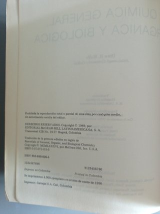 Química general, orgánica y biológica