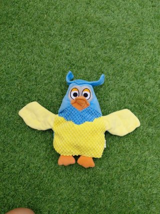 Marioneta buho azul y amarillo 25cm