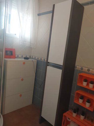 Armario auxiliar baño madera blanco y negro