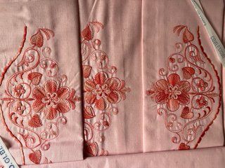 Lenzuolo matrimoniale ricamato rosa