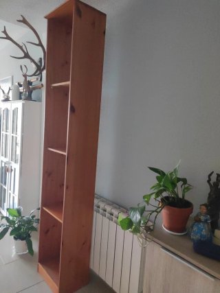 Estantería de madera de pino alta,color miel