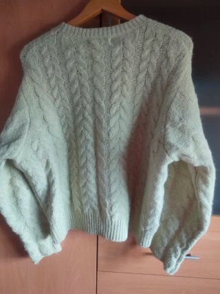 Jersey Mango punto trenzado verde lima mujer