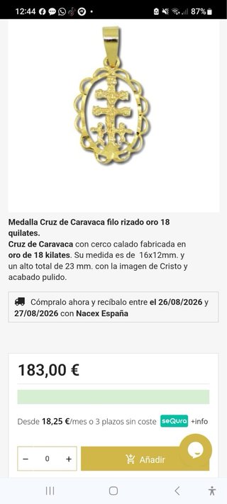 Chapita caravaca 18K