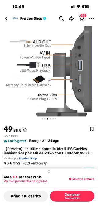 Pantalla Táctil Coche Universal