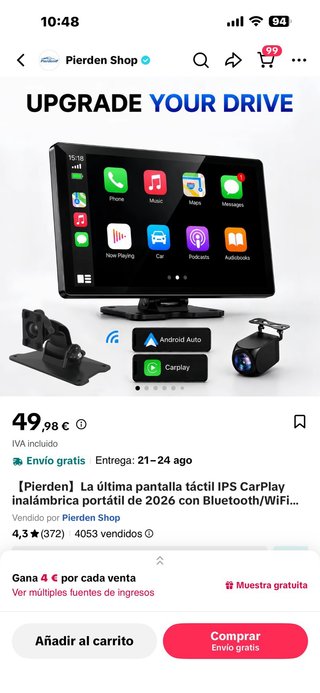 Pantalla Táctil Coche Universal