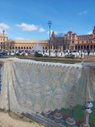 Mantilla Novia Beige y Dorada