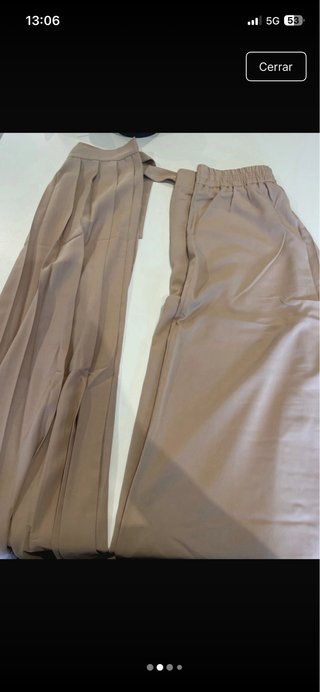 Conjunto pantalón palazzo y sobrefalda plisada S