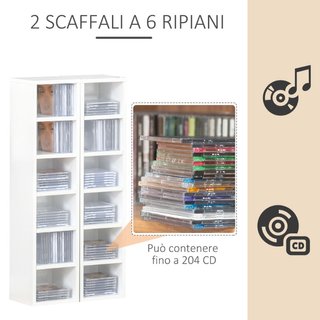 Libreria Scaffale porta CD set 2 Pezzi a 12 Ripian