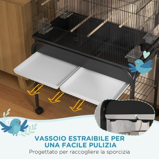 Gabbia per Uccelli da Interno con Vassoio, Ripiano