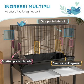 Gabbia per Uccelli da Interno con Vassoio, Ripiano