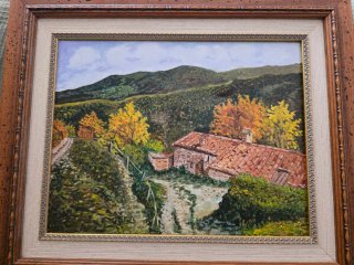 Cuadro al óleo paisaje rural