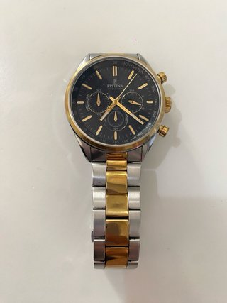 Reloj Festina Chronograph Bicolor Plata y Dorado