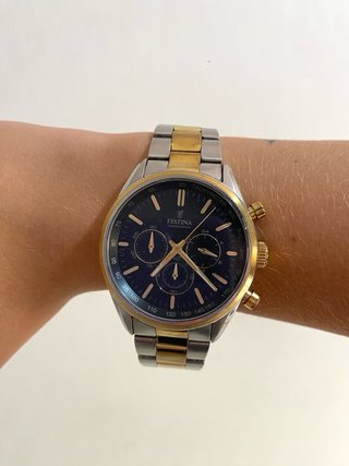 Reloj Festina Chronograph Bicolor Plata y Dorado