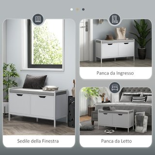 banco Scarpiera con 2 armarios con cojín, hecho de