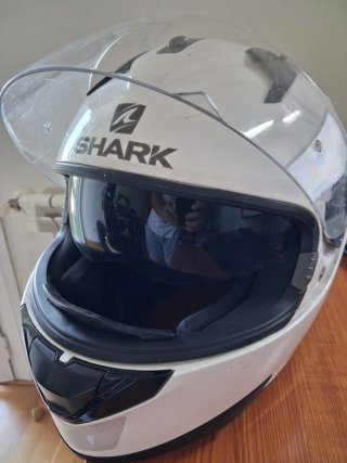 Casco Moto Shark Blanco Visera Solar