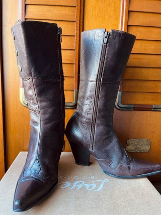 Botas altas camperas de piel 36/37 estilo Y2K