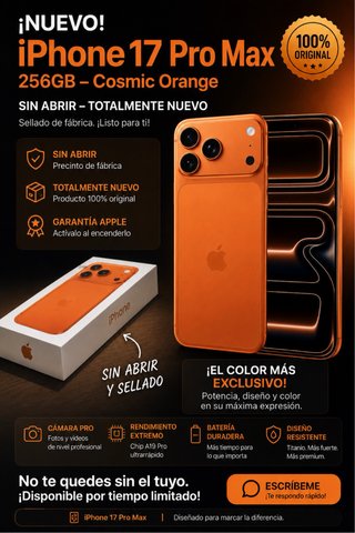 iPhone 17 Pro Max 256GB Cosmic Orange Nuevo