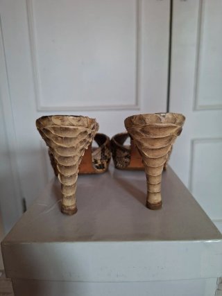 Zapato Peep Toe Piel Pitón Auténtico