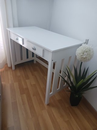Tavolo da scrivania o cucina bianco con 2 cassetti