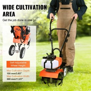 Tiller Cultivator Gas Powered, 43CC 2-Stroke Garde