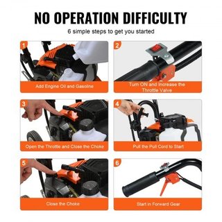 Tiller Cultivator Gas Powered, 43CC 2-Stroke Garde