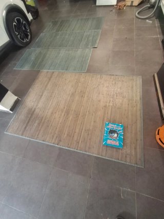 Alfombras de bambú (3 verdes, 1 beige)