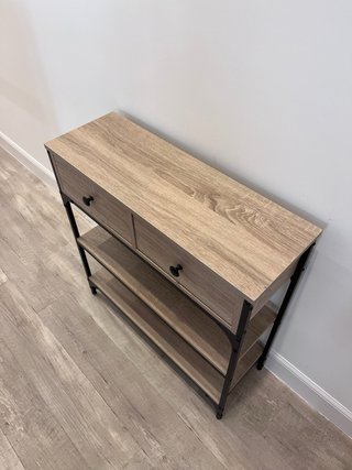 Mueble recibidor madera y metal negro, nuevo