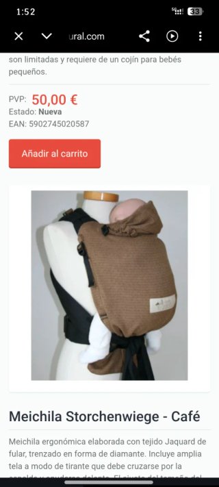 Mochila portabebés Neko marrón