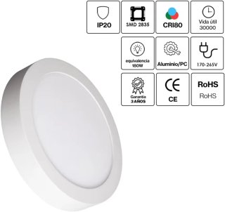 Plafón LED Circular Slim LEDME 20W 225 cm