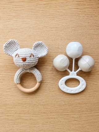 Lote sonajeros y pelota sensorial bebé NUEVOS
