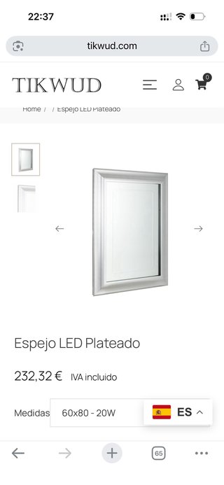 Espejo LED Plateado Rectangular