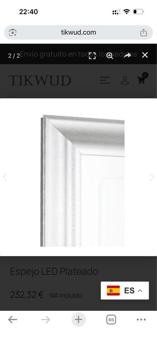 Espejo LED Plateado Rectangular