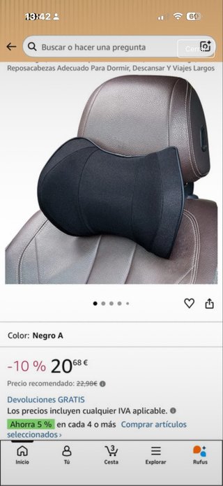 Cojín ergonómico para coche o silla de oficina