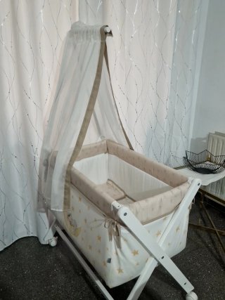 Minicuna con dosel y estampado de estrellas
