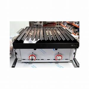 Barbacoa 60cm 2 fuegos piedra volcánica