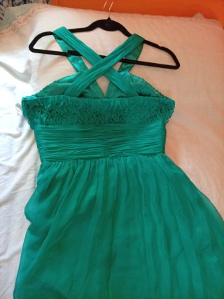 Vestido de fiesta verde azulado