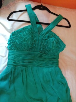 Vestido de fiesta verde azulado