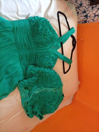 Vestido de fiesta verde azulado