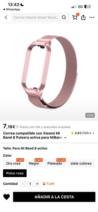 Correa Xiaomi Band 8 activa Rosa