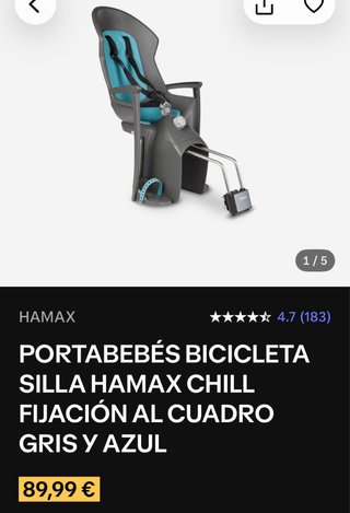 SILLA PORTABEBÉS PARA BICI: HAMAX CHILL reclinable