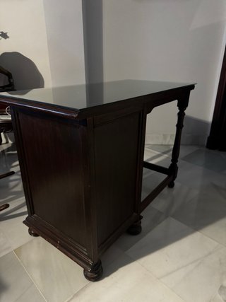 Escritorio madera con cristal