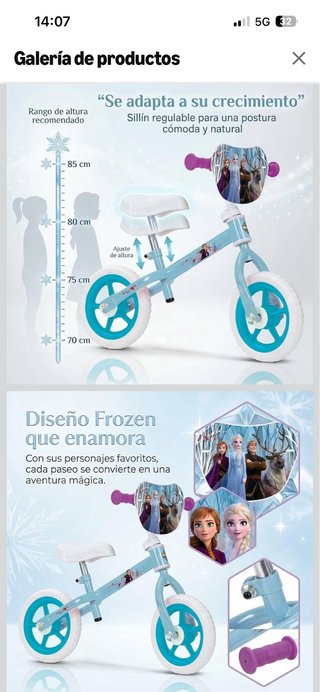 Bicicleta 2 años 3 años Toimsa Frozen 10 Huffy