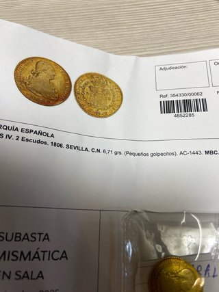Moneda Oro 2 Escudos 1806 Sevilla