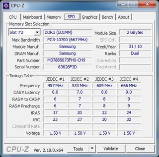 Kit 2x2GB DDR3 1333MHz Samsung